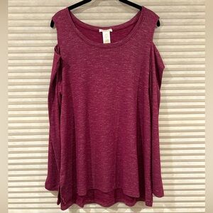 EUC Matty M Cold Shoulder Knit Purple Top Long Sleeve Size L